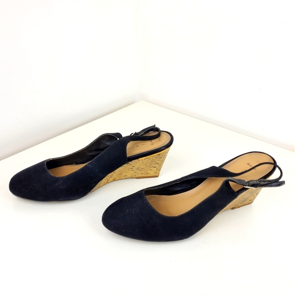 NEW look wide feet wedge sandals size 9 black shoes suede - Picture 3 of 16